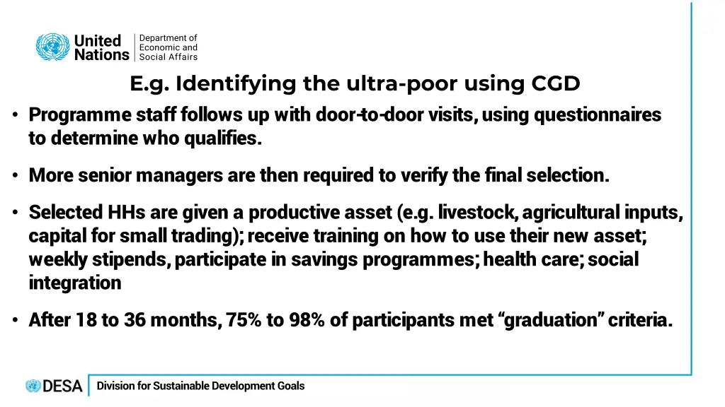 e g identifying the ultra poor using cgd 2