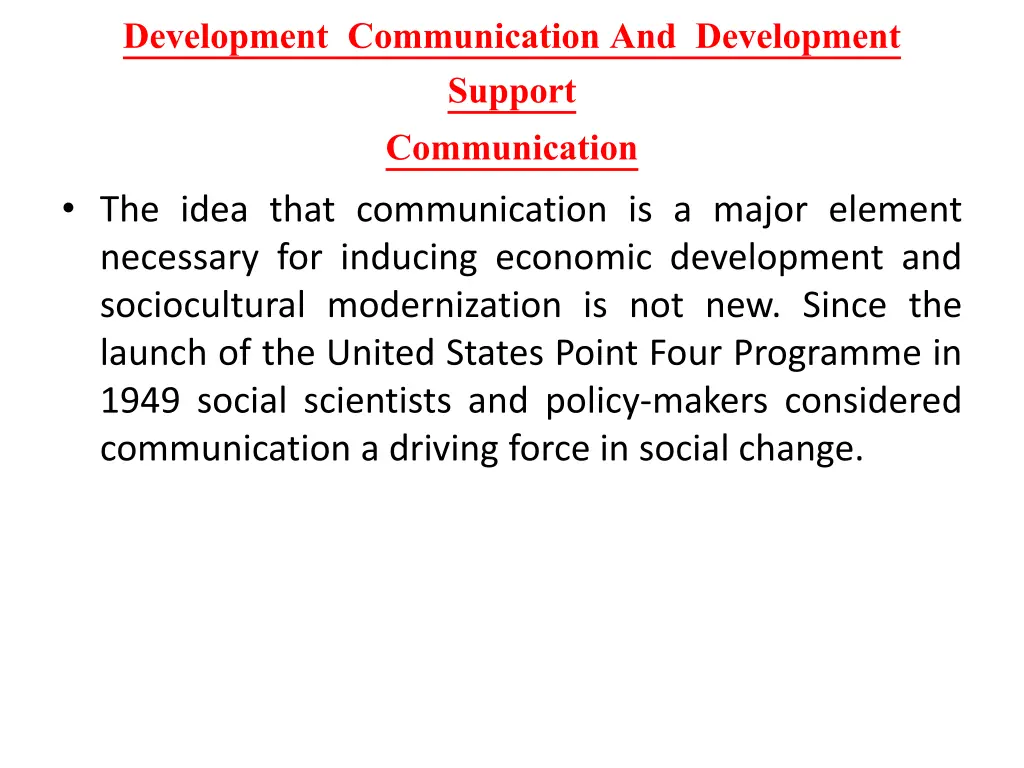 development communication and development support
