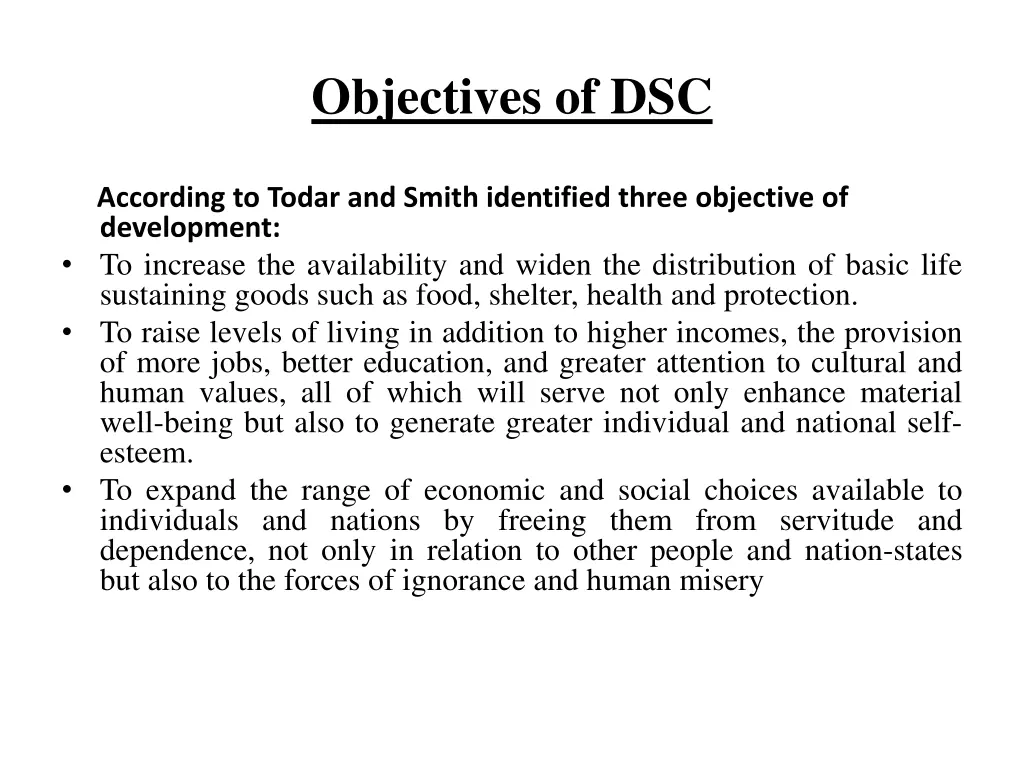 objectives of dsc