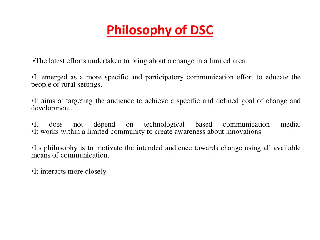 philosophy of dsc
