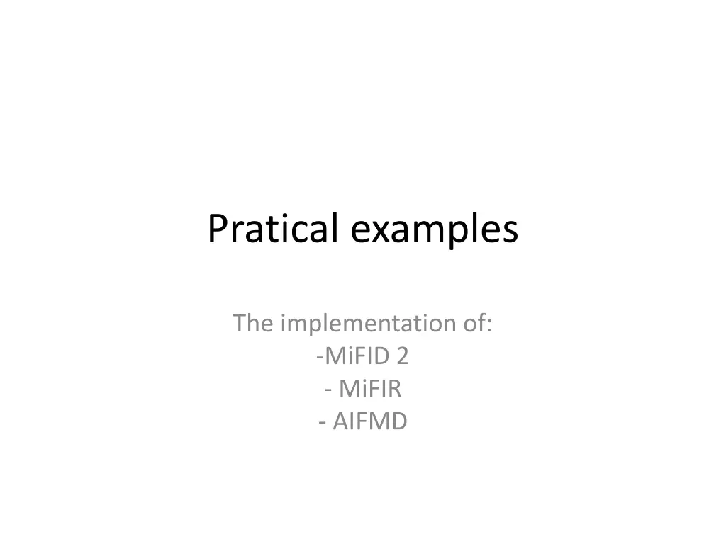 pratical examples