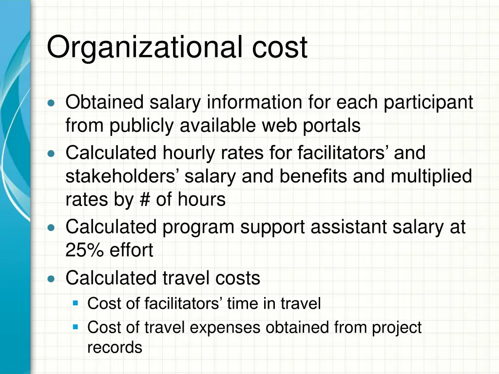 organizational cost