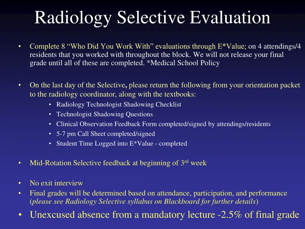 radiology selective evaluation 1