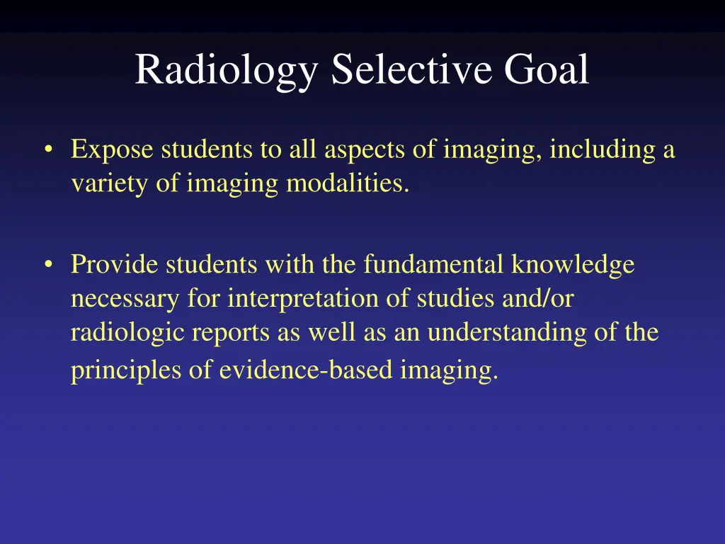 radiology selective goal
