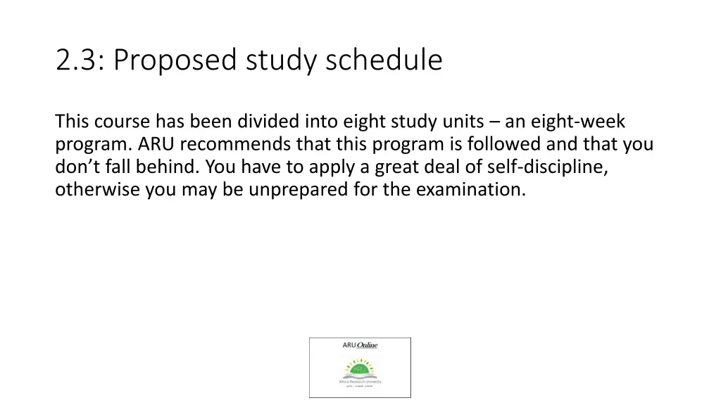 2 3 proposed study schedule