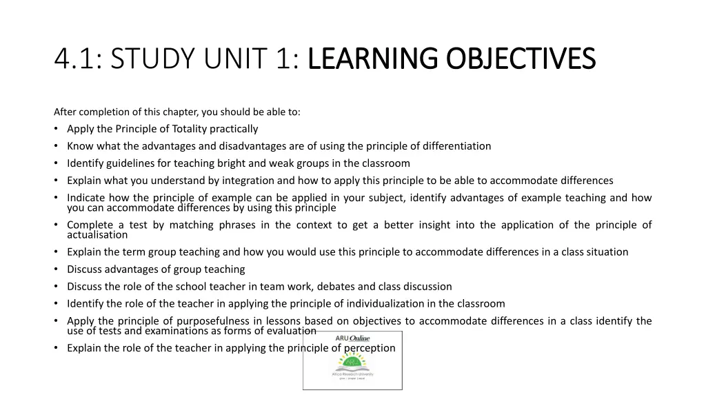 4 1 study unit 1 learning objectives learning