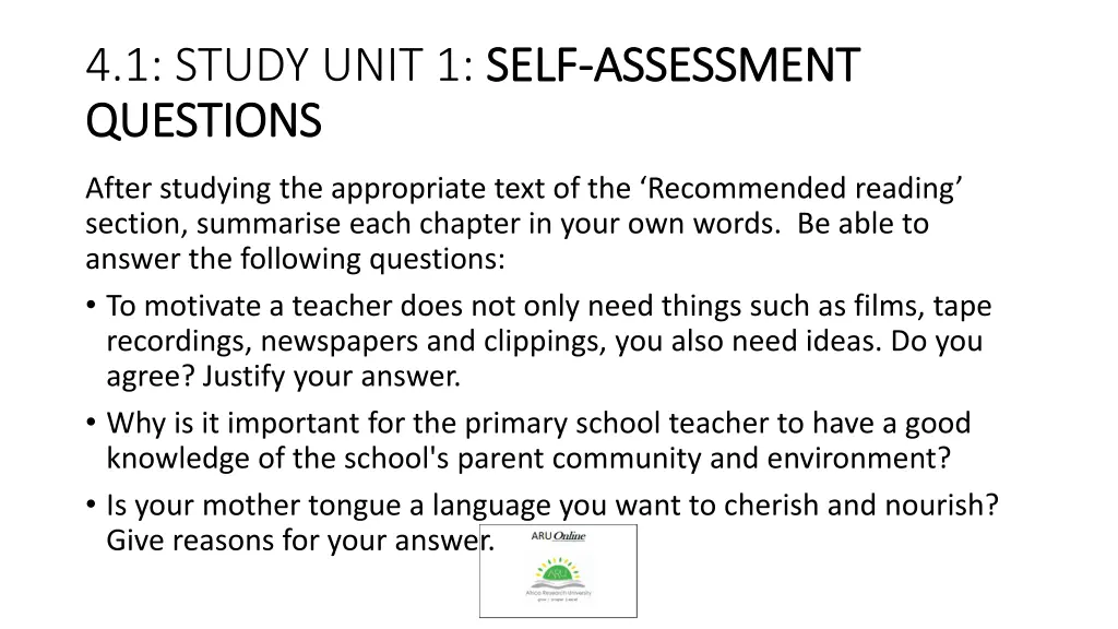 4 1 study unit 1 self questions questions