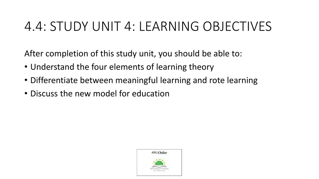 4 4 study unit 4 learning objectives