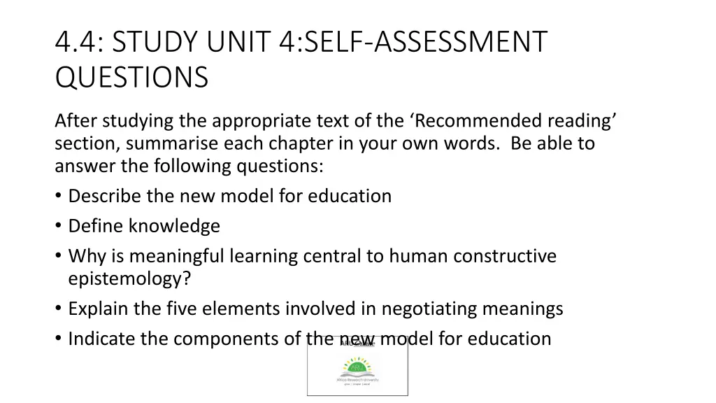 4 4 study unit 4 self assessment questions