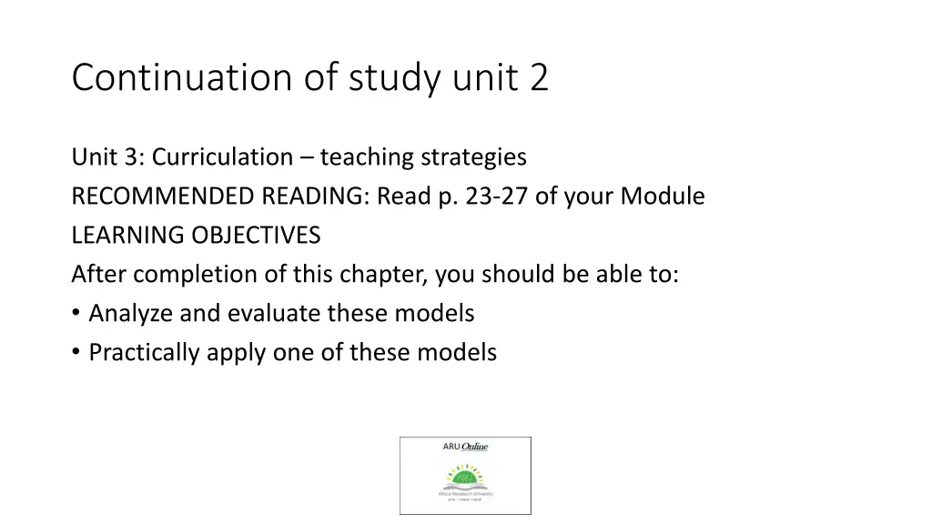 continuation of study unit 2