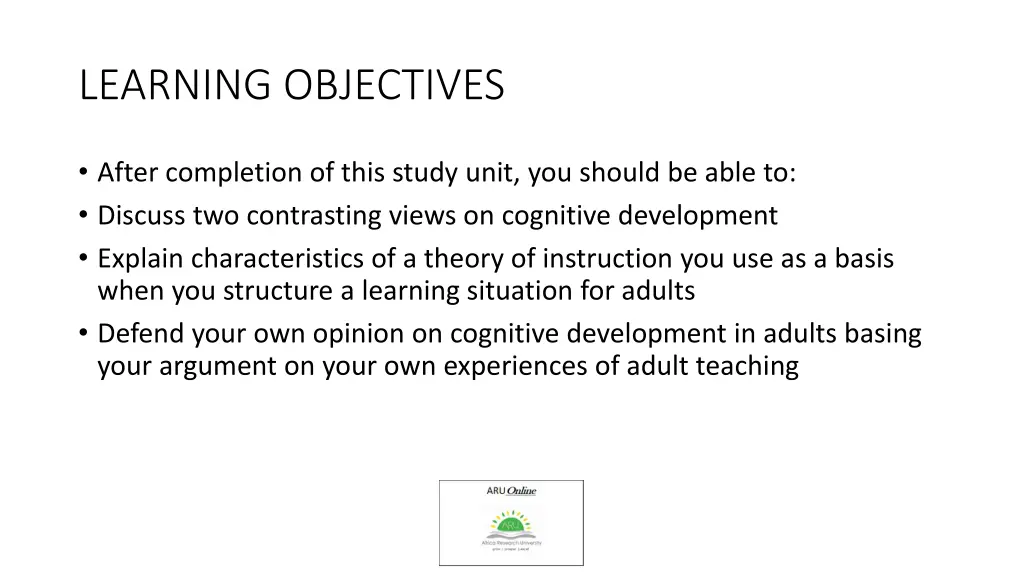 learning objectives