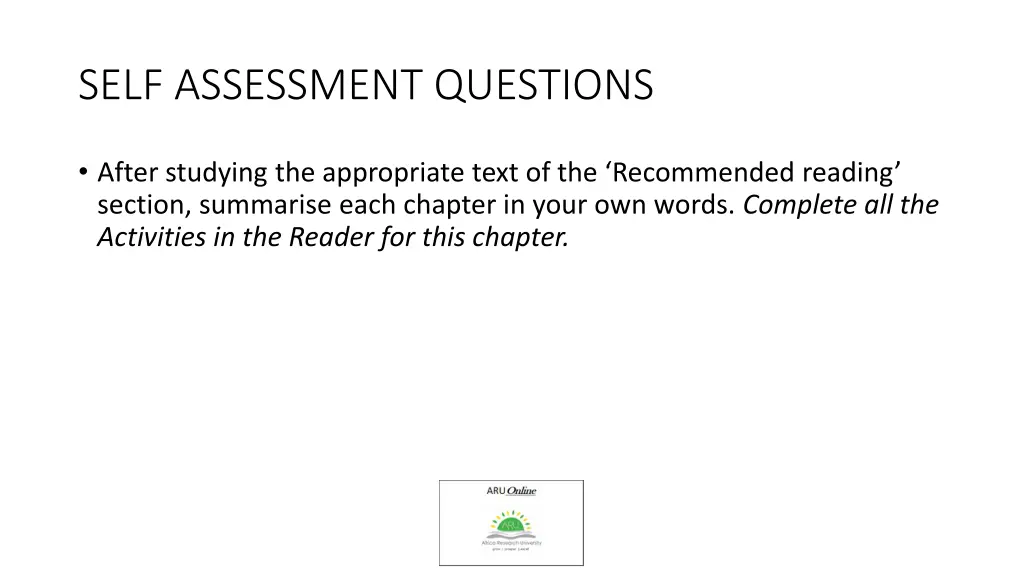 self assessment questions