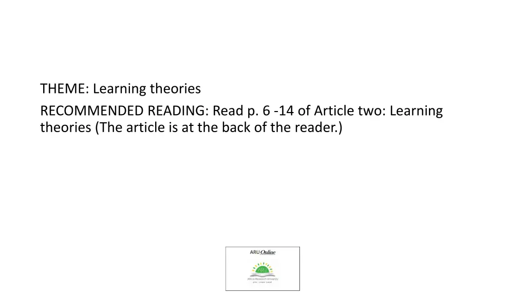 theme learning theories recommended reading read