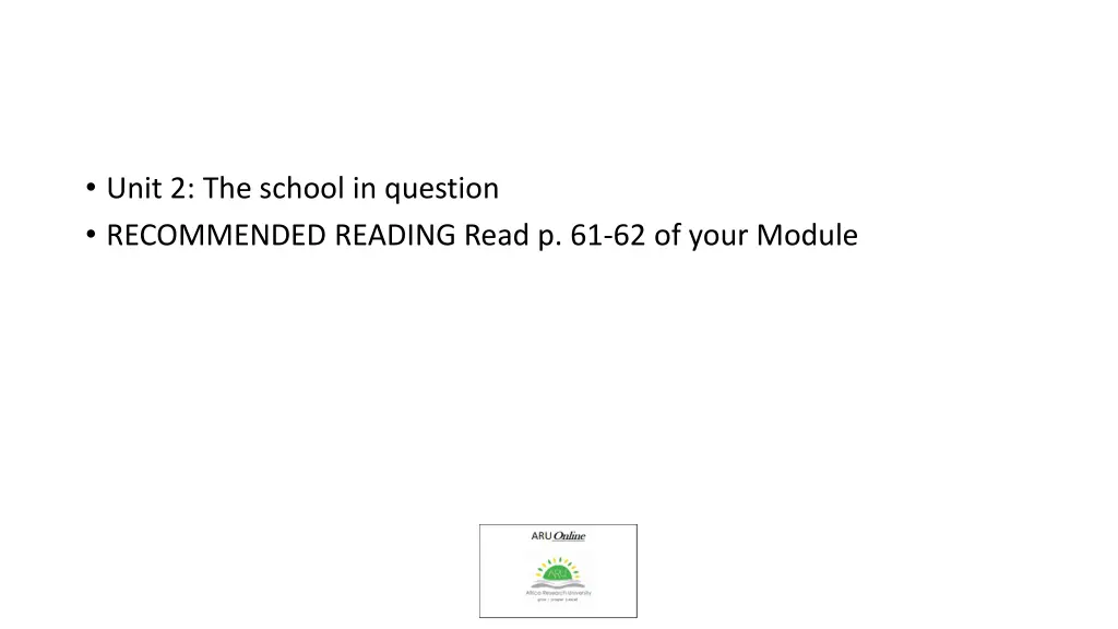unit 2 the school in question recommended reading