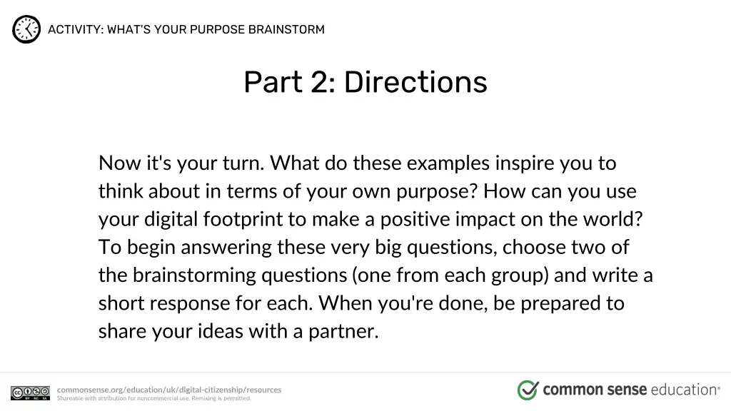 activity what s your purpose brainstorm