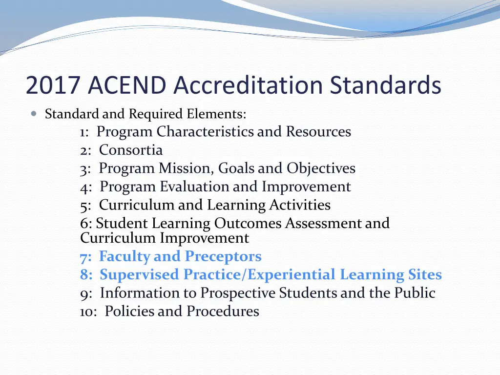 2017 acend accreditation standards
