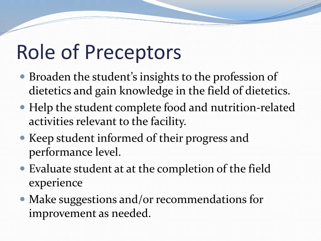 role of preceptors