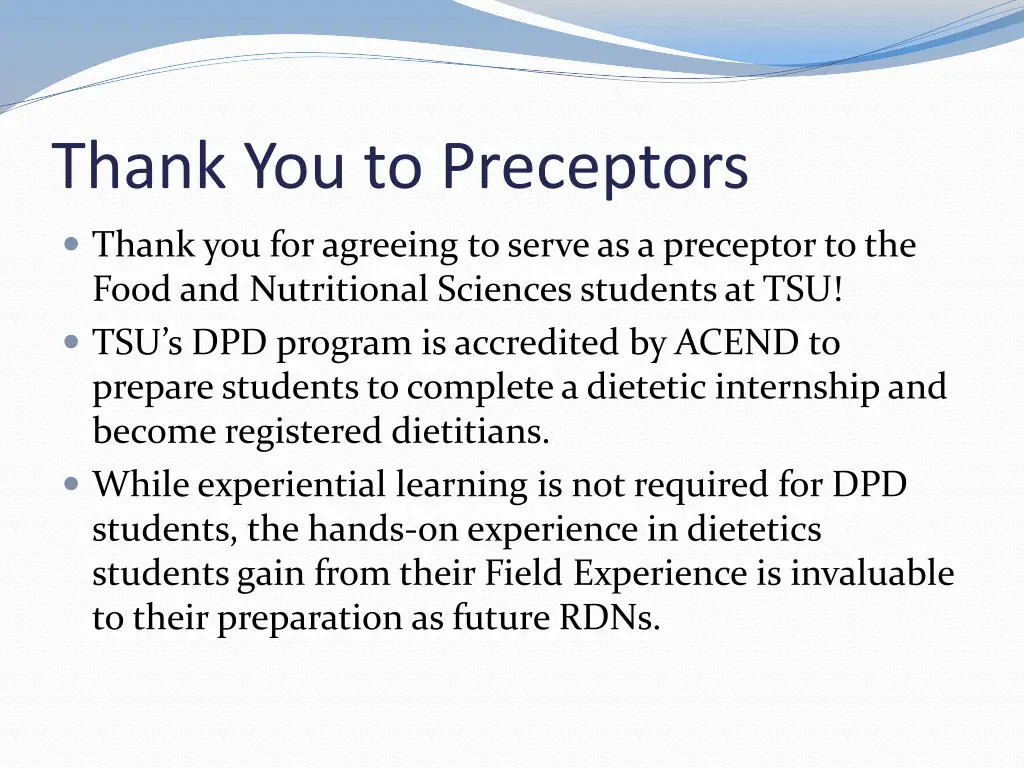 thank you to preceptors