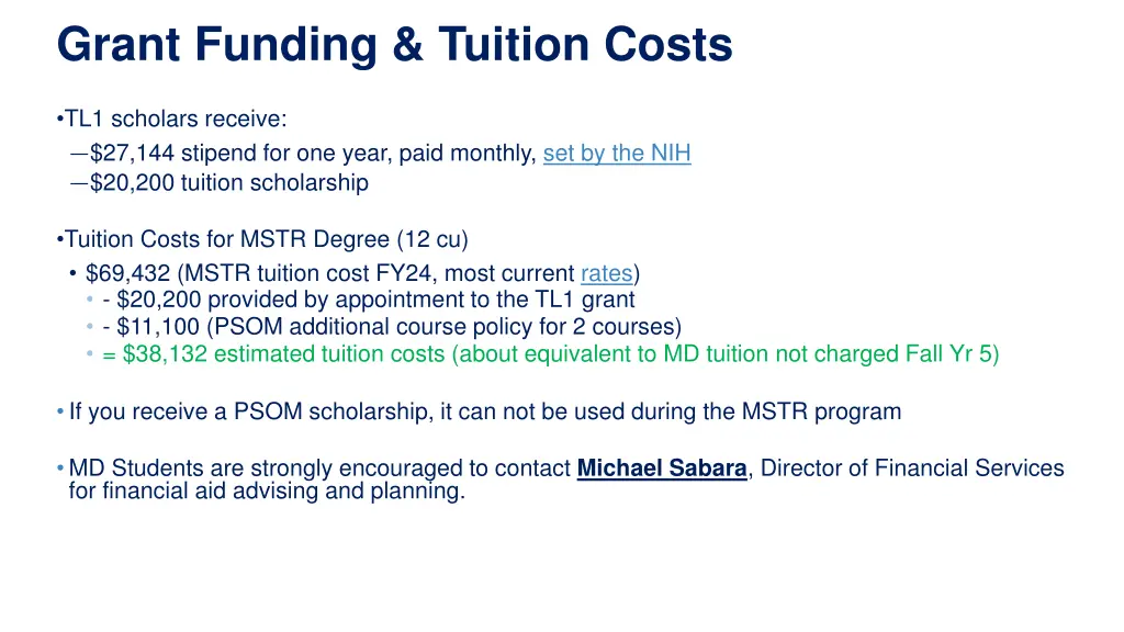 grant funding tuition costs