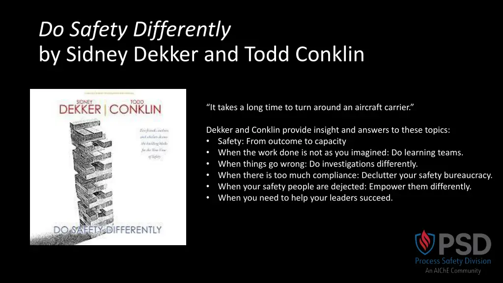do safety differently by sidney dekker and todd