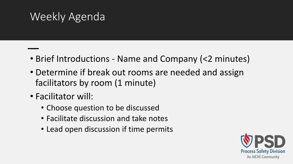 weekly agenda