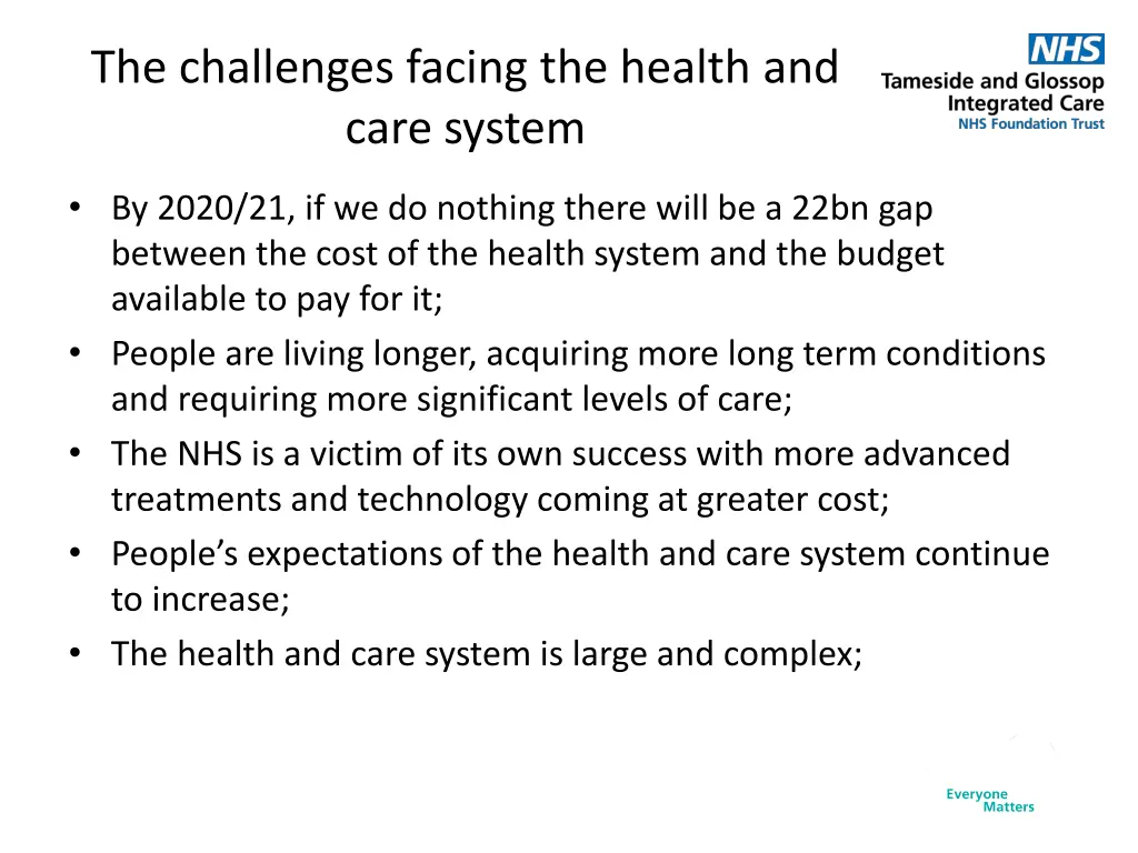 the challenges facing the health and care system