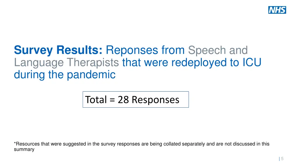 survey results reponses from speech and language