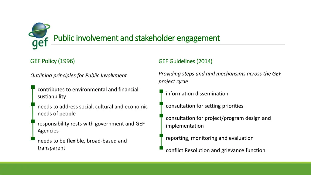 public involvement and stakeholder engagement
