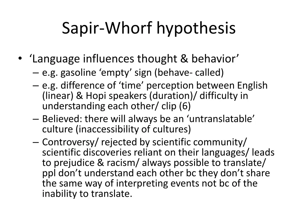 sapir whorf hypothesis