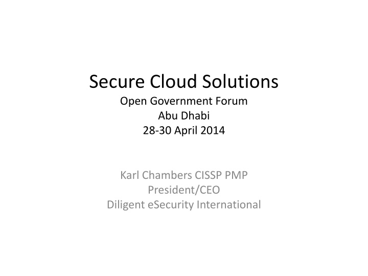 secure cloud solutions open government forum