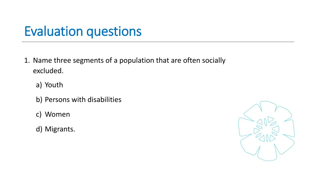 evaluation questions evaluation questions 1