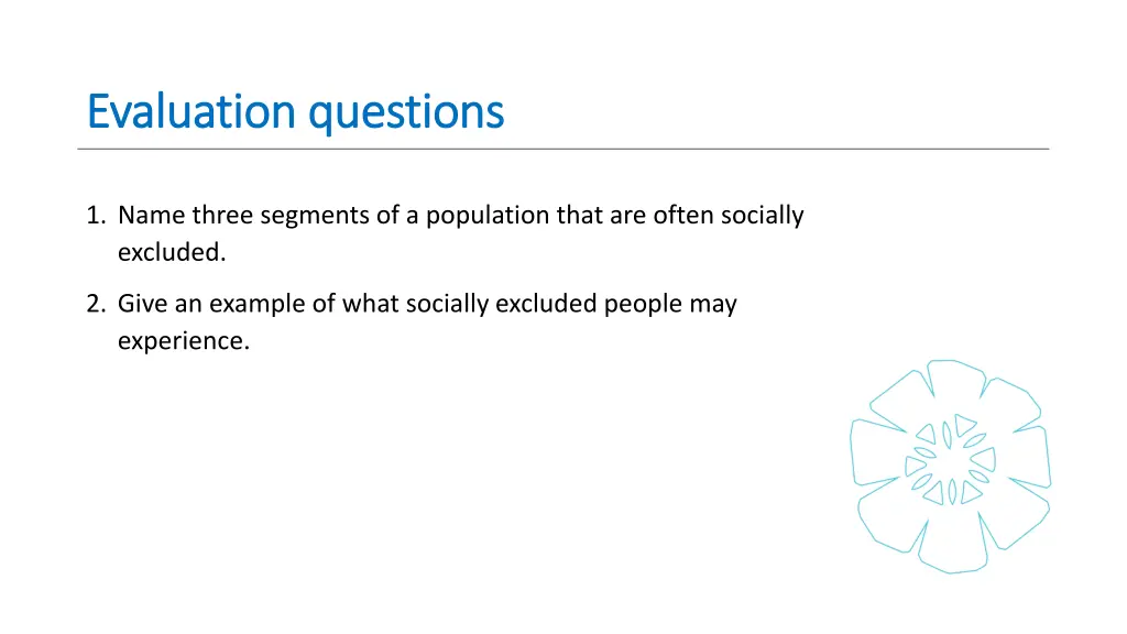 evaluation questions evaluation questions