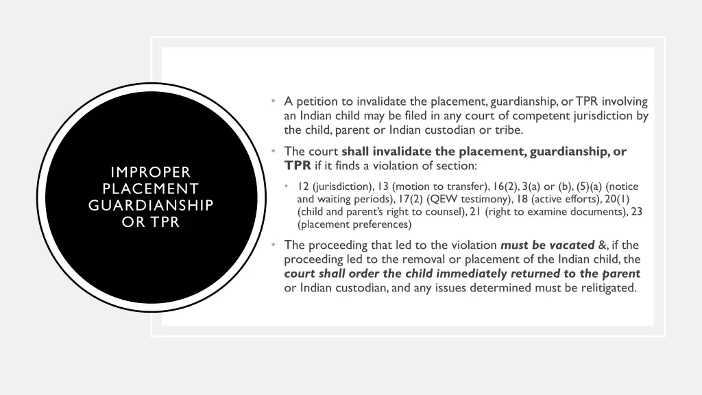 a petition to invalidate the placement
