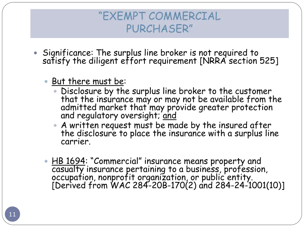 exempt commercial purchaser