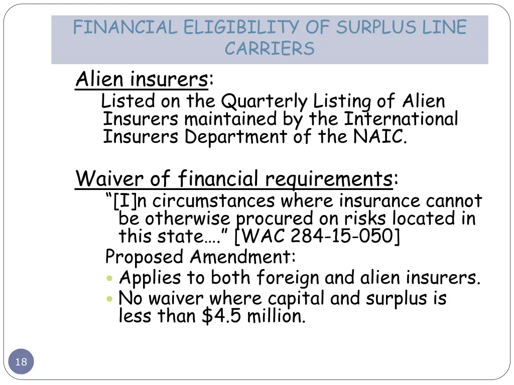 financial eligibility of surplus line carriers 2