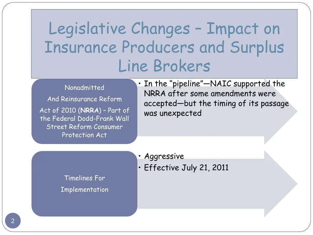 legislative changes impact on insurance producers