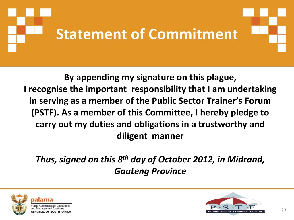 statement of commitment