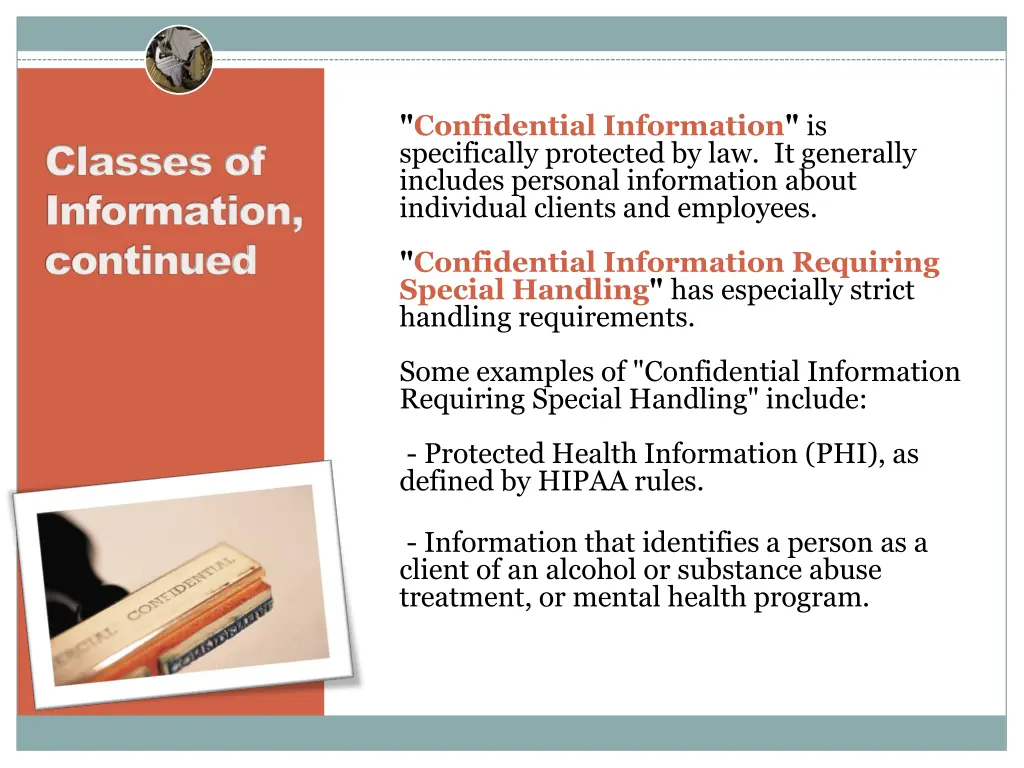 confidential information is specifically