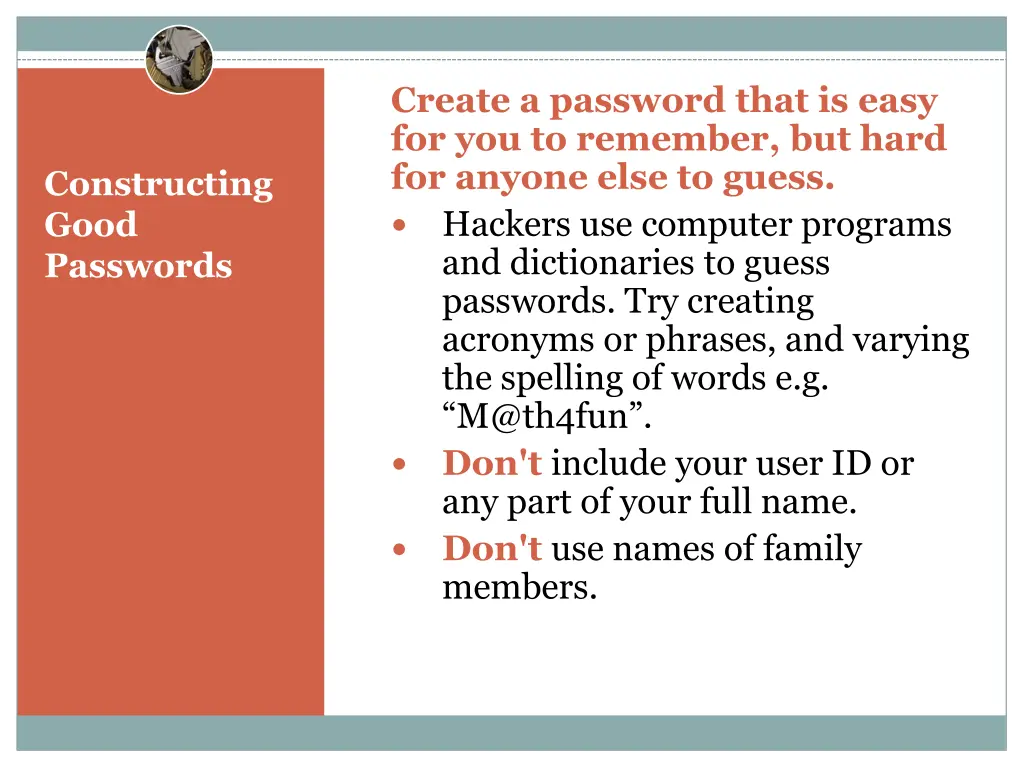 create a password that is easy