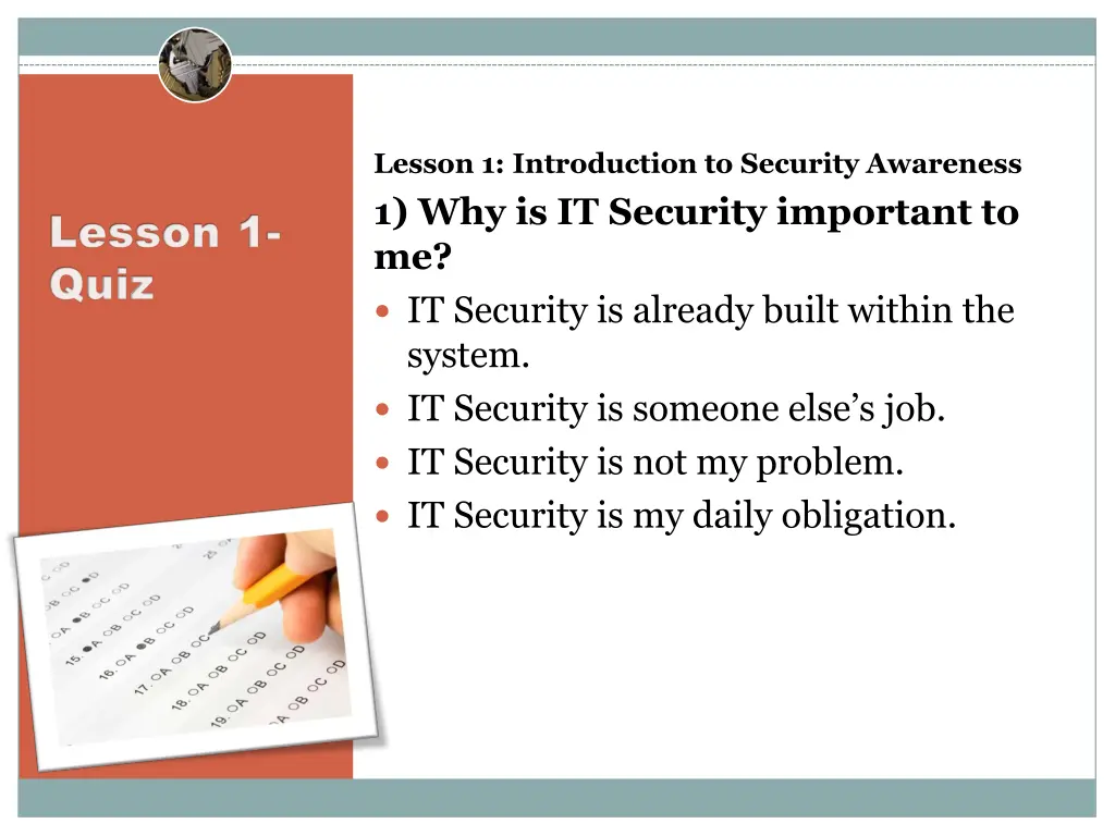 lesson 1 introduction to security awareness