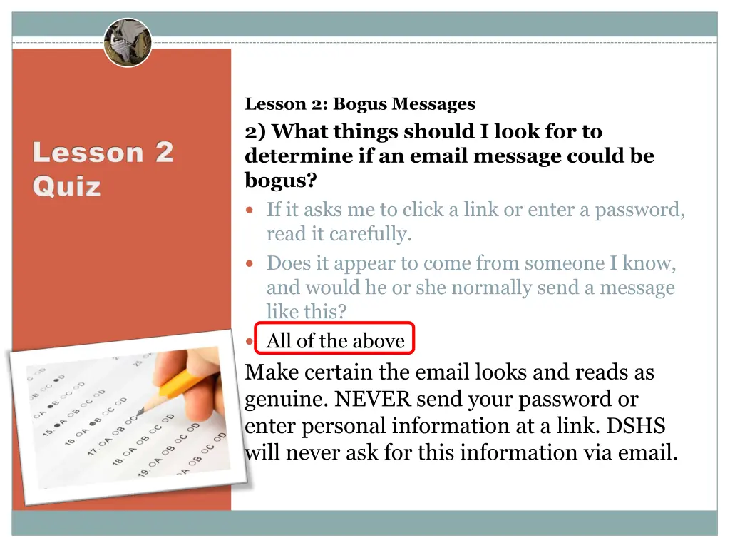 lesson 2 bogus messages 2 what things should 1