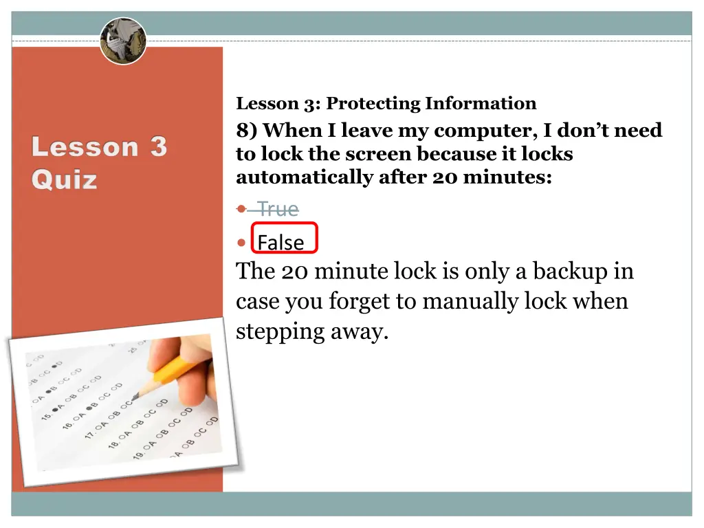 lesson 3 protecting information 8 when i leave 1