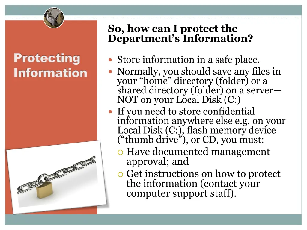 so how can i protect the department s information
