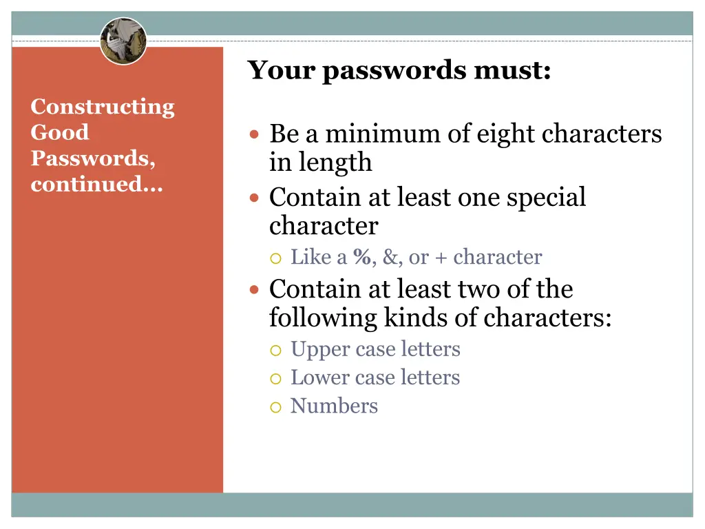 your passwords must