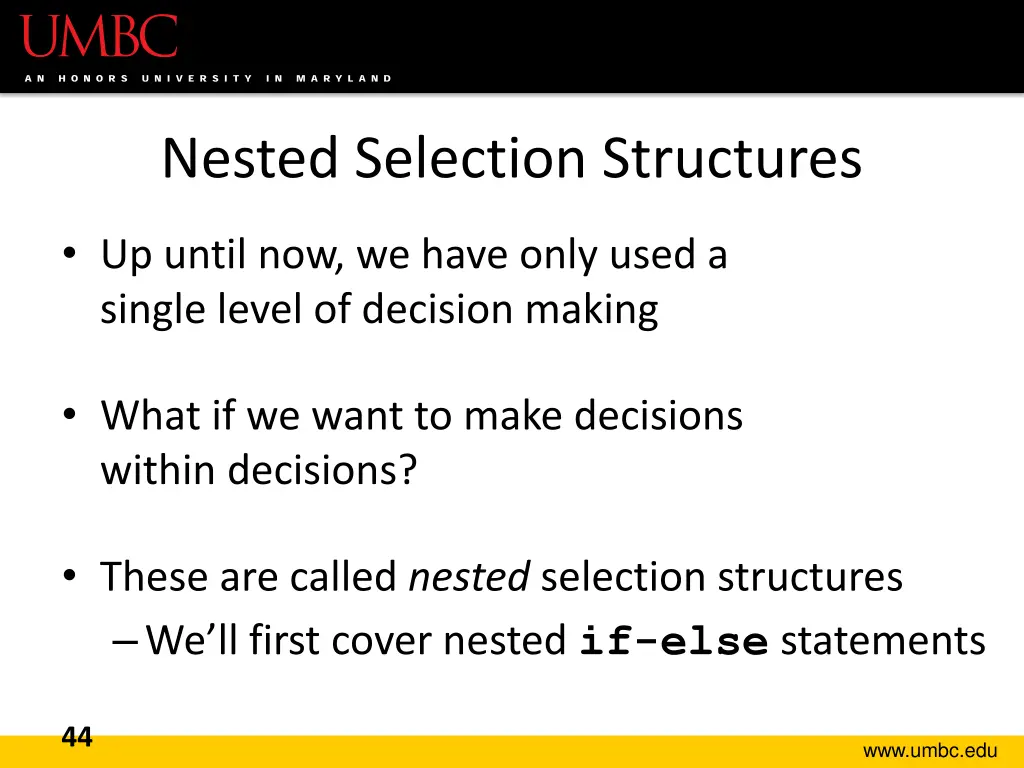 nested selection structures 1