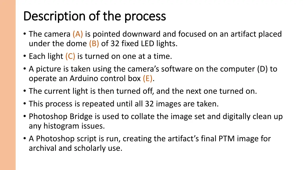 description of the process description