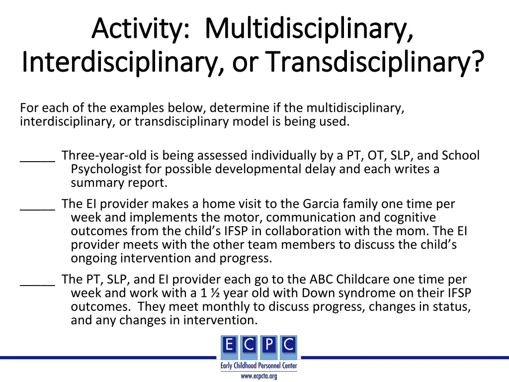 activity multidisciplinary activity