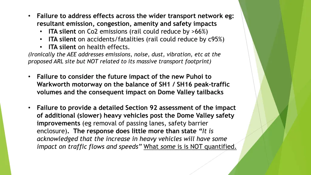 failure to address effects across the wider