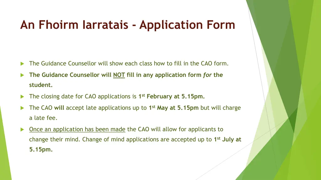 an fhoirm iarratais application form 1
