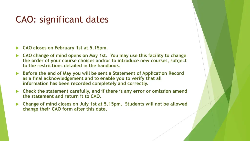 cao significant dates